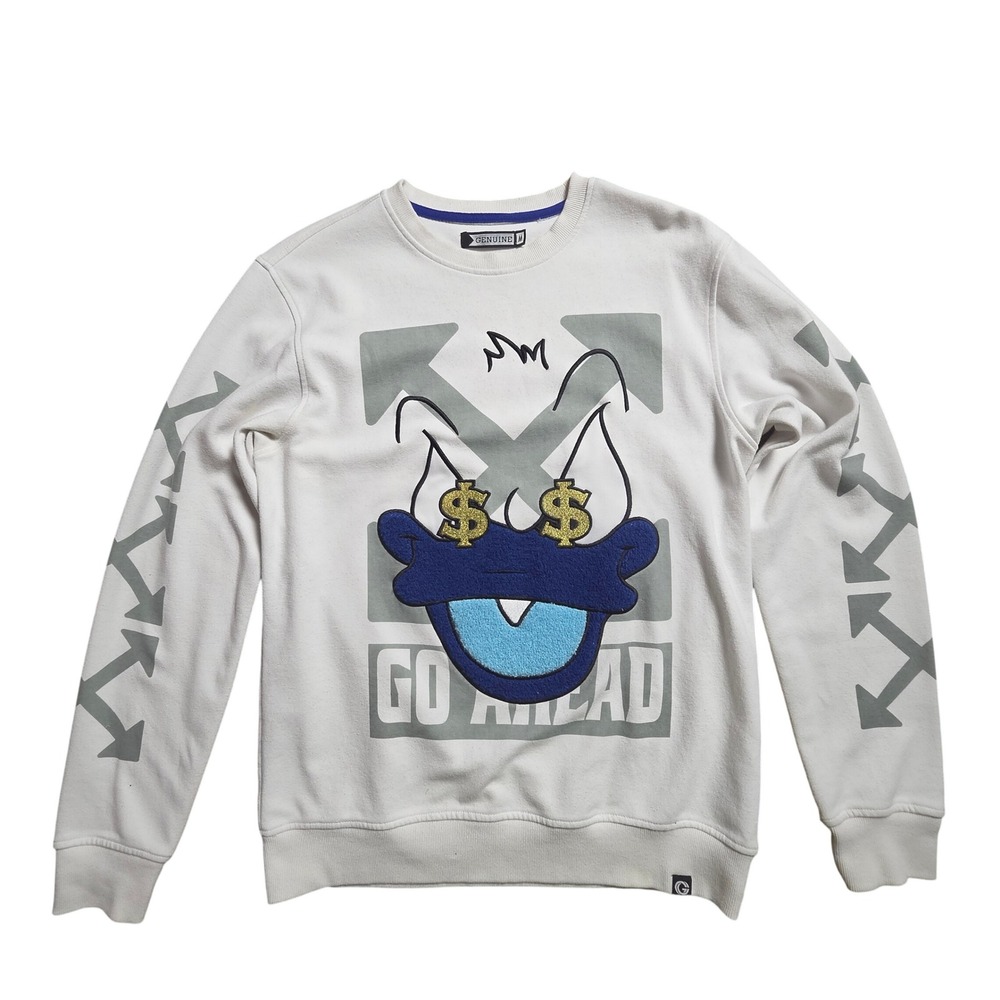 Genuine Duck Dollar Signs Go Ahead Graphic Sweatshirt Mens M Streetwear